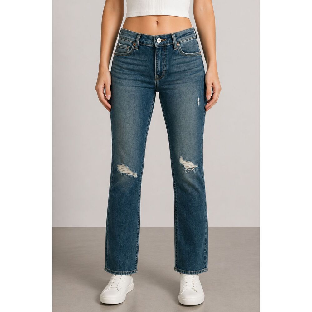 Pistola Distressed Straight Leg Jeans Blue 27
